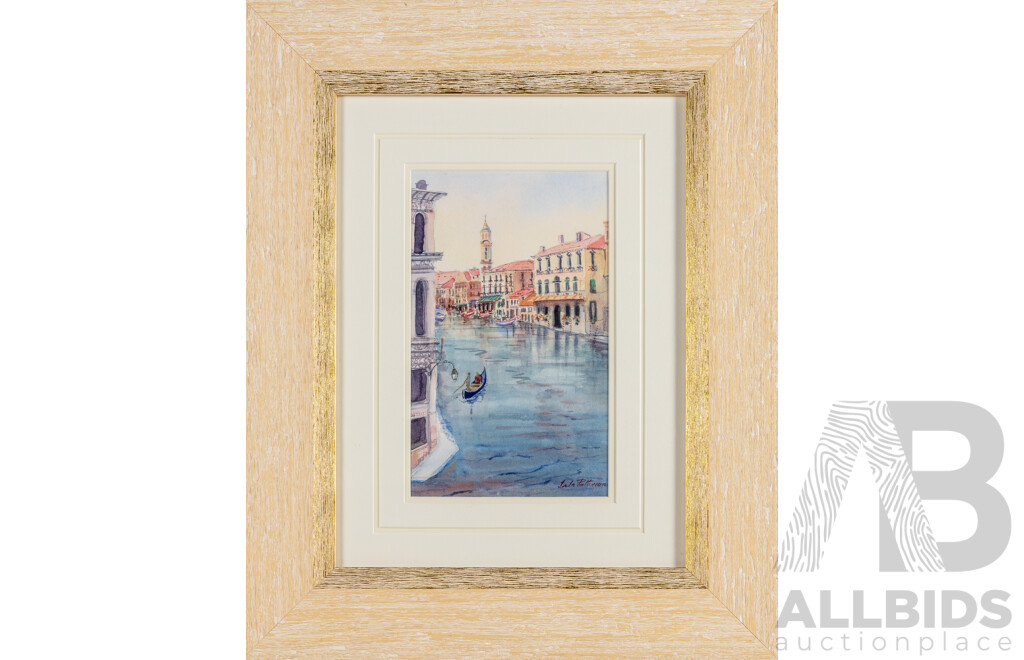 Isla Patterson (20th Century, Australian), Grand Canal - Venice, Lovely Original Watercolour, 55H x 45W cm (frame)