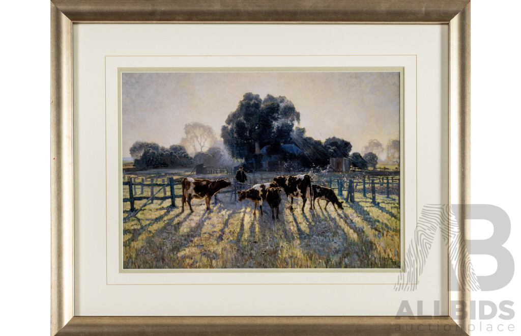 Elioth Gruner (19/20th Centuries, Australian, 1882-1939), Spring Frost, Reproduction Colour Print After 1919 Original Oil on Canvas, 43H x 53W cm (frame)