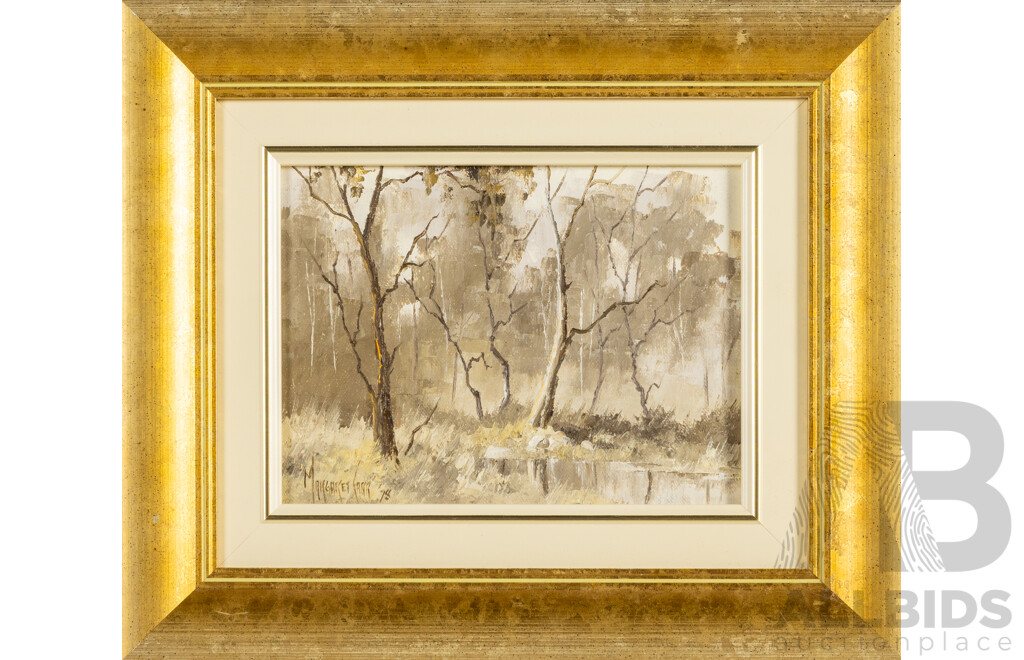 Margaret Carr (20th Century, Australian), Study for Wee Jasper Creek, Bush Landscape & Road Near Canberra (1978), Trio of Original Vintage Oils on Canvas, 33H x 53W cm (frame largest) (3)