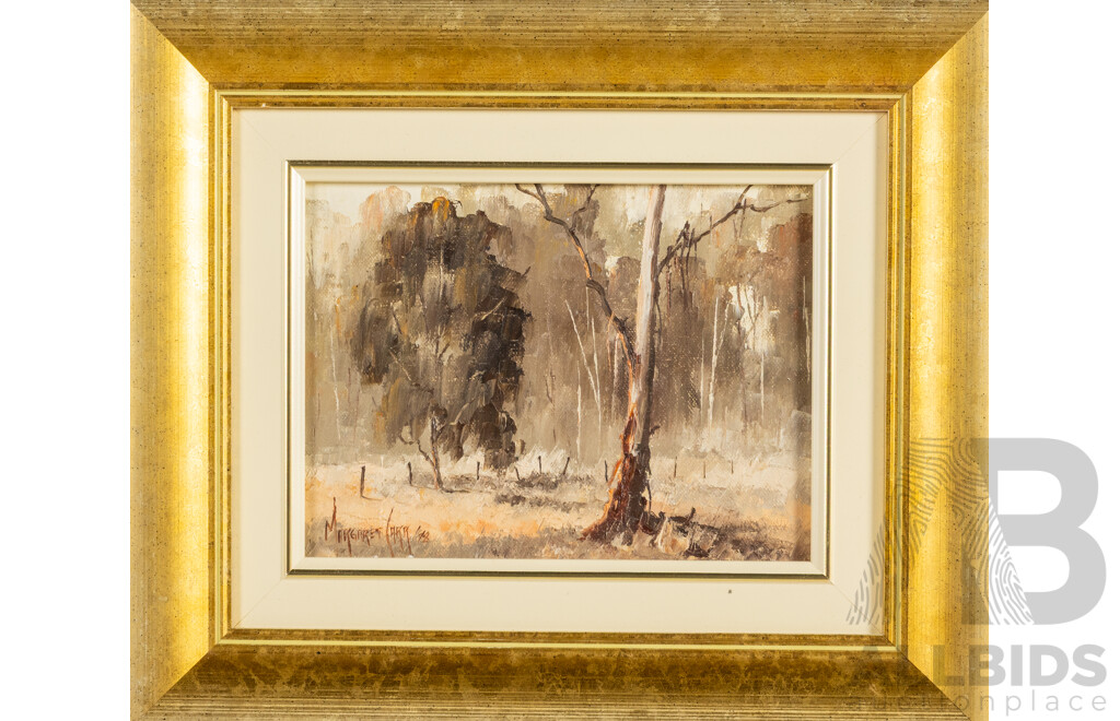 Margaret Carr (20th Century, Australian), Study for Wee Jasper Creek, Bush Landscape & Road Near Canberra (1978), Trio of Original Vintage Oils on Canvas, 33H x 53W cm (frame largest) (3)