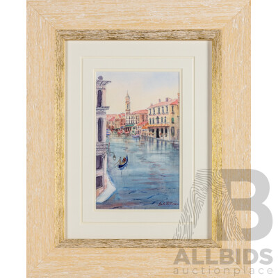 Isla Patterson (20th Century, Australian), Grand Canal - Venice, Lovely Original Watercolour, 55H x 45W cm (frame)