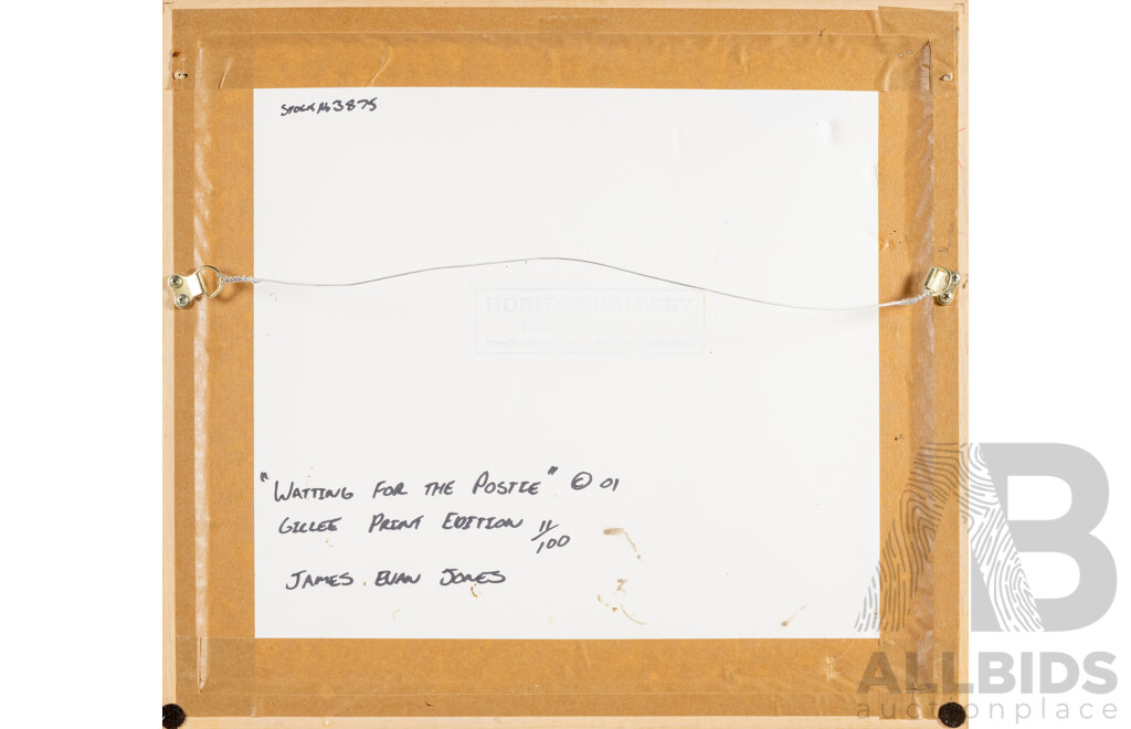 James Evan Jones (20th Century, Australian, 1948-), Waiting for the Postie (2001), Limited Editioned & Signed Giclee Print, 46H X 51W Cm (frame)
