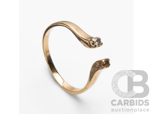 9ct Yellow Gold Horseshoe Ring with Diamond - Size O.5