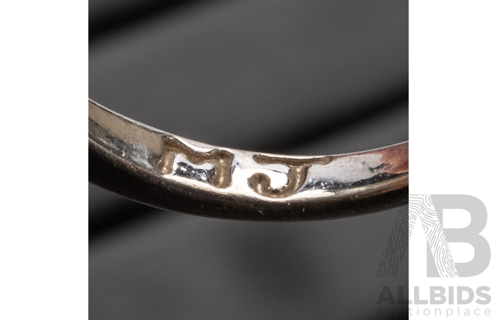 Silver Tone Double Heart Ring - Size N