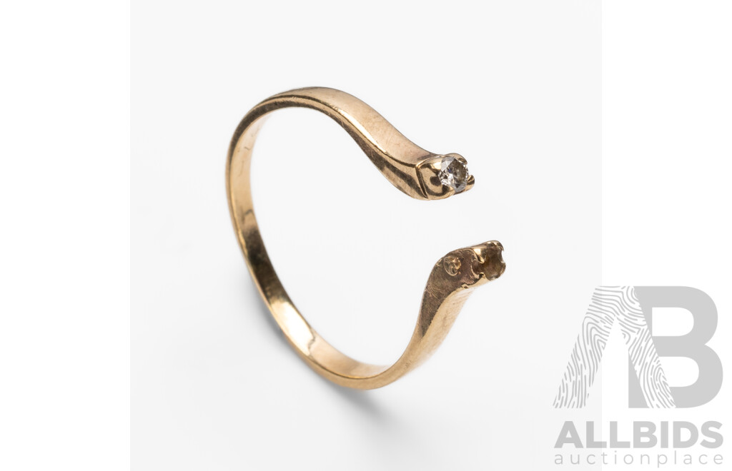 9ct Yellow Gold Horseshoe Ring with Diamond - Size O.5