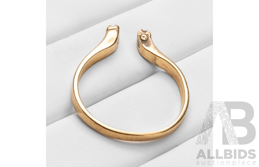 9ct Yellow Gold Horseshoe Ring with Diamond - Size O.5