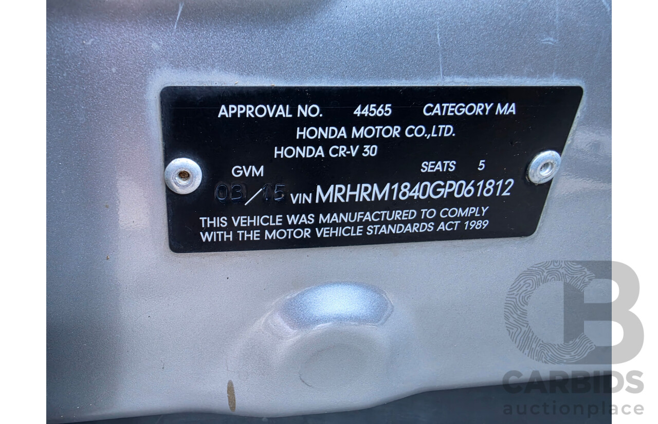 03/2015 Honda CRV VTi  30 SERIES 2 4d Wagon Silver 2.0L