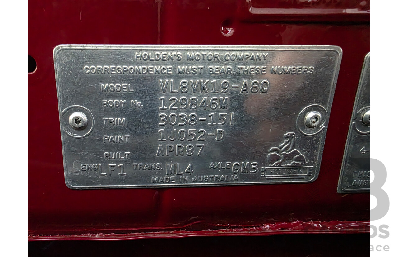 04/1987 Holden VL Commodore Executive 4d Sedan Burgundy V8 5.0L - Modified