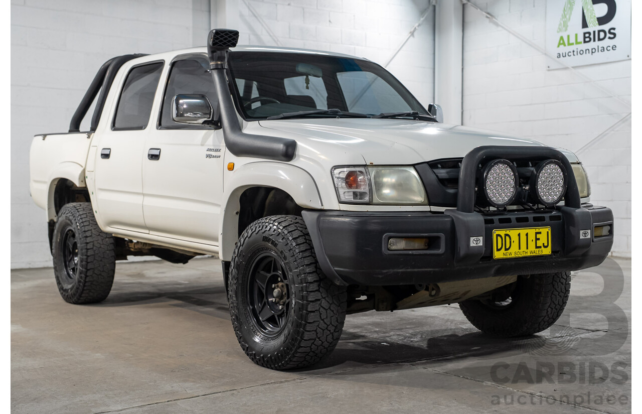 03/2003 Toyota Hilux SR5 (4x4) VZN167R Dual Cab P/Up White 3.4L