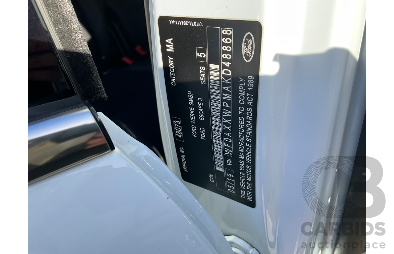 05/2019 Ford Escape Trend ZG MY19.75 4d Wagon White Turbo 1.5L