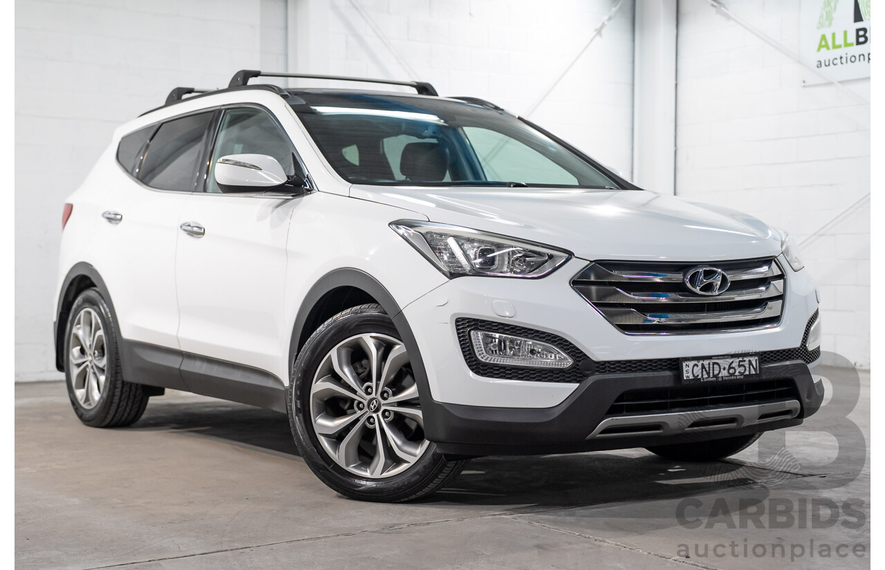 04/2013 Hyundai Santa Fe HIGHLANDER CRDi (4x4) DM 4D Wagon Crystal White Pearl Turbo Diesel 2.2L