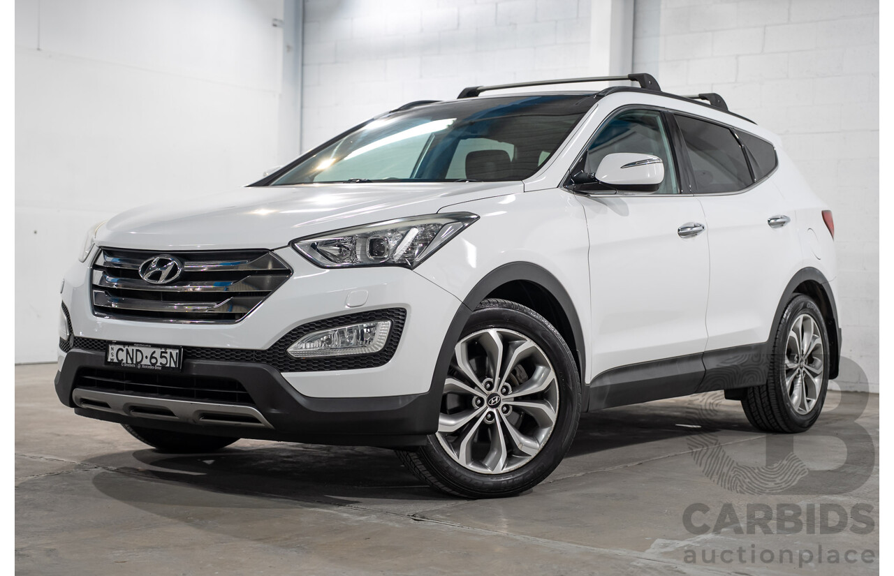 04/2013 Hyundai Santa Fe HIGHLANDER CRDi (4x4) DM 4D Wagon Crystal White Pearl Turbo Diesel 2.2L