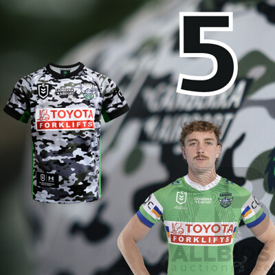 5. Jed Stuart - Match Worn and Signed Canberra Raiders 2026 ANZAC Round Jersey - Round 8 v Tigers - Proceeds towards the Raiders Foundation for HMAS Harman Charities of Choice