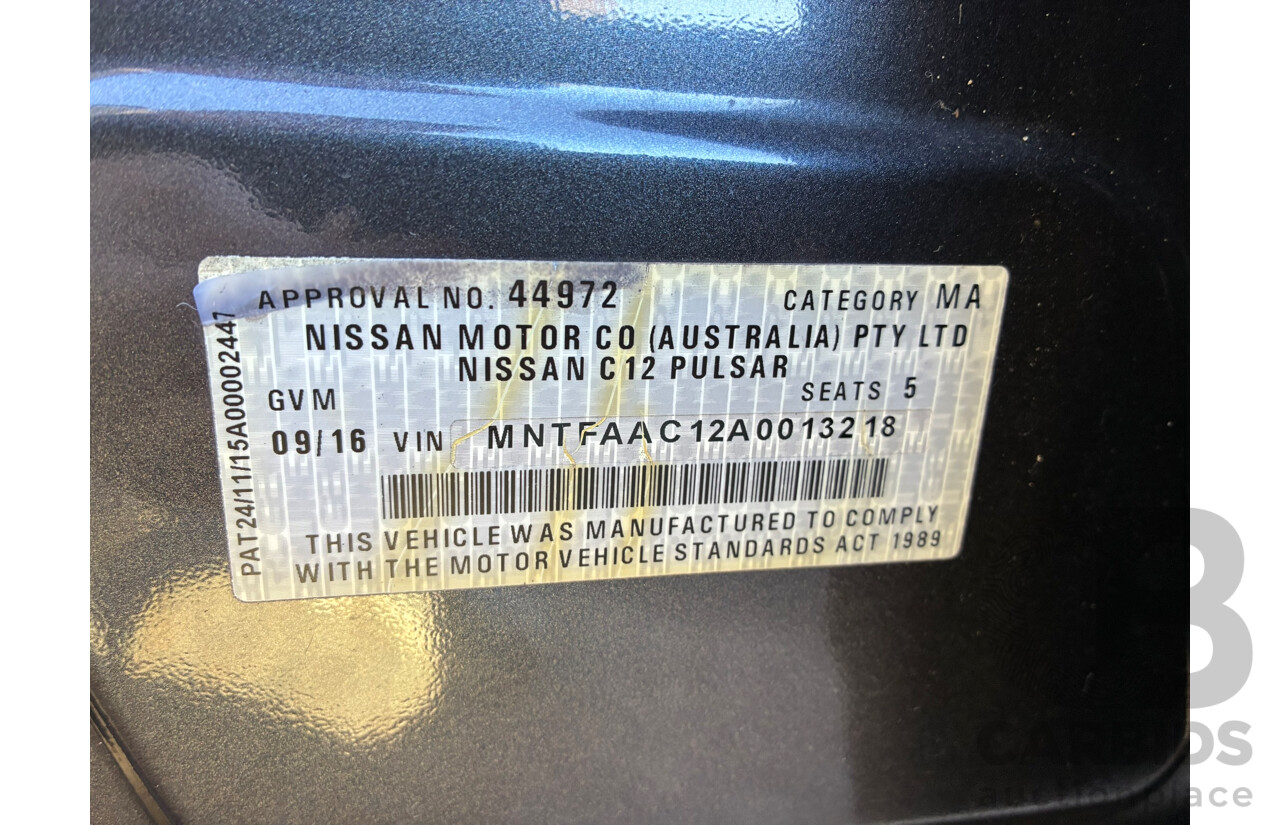 09/2016 Nissan Pulsar ST FWD C12 SERIES 2 5D Hatchback Grey 1.8L
