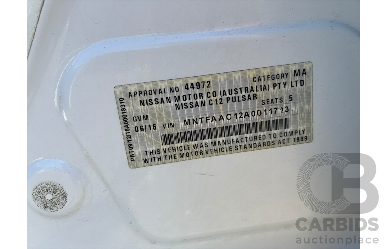 06/2016 Nissan Pulsar ST C12 Series 2 5d Hatchback White 1.8L