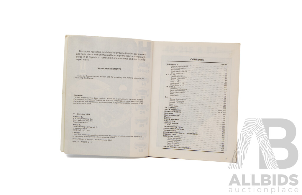 Vintage Max Ellery's Holden Factory Workshop Manual
