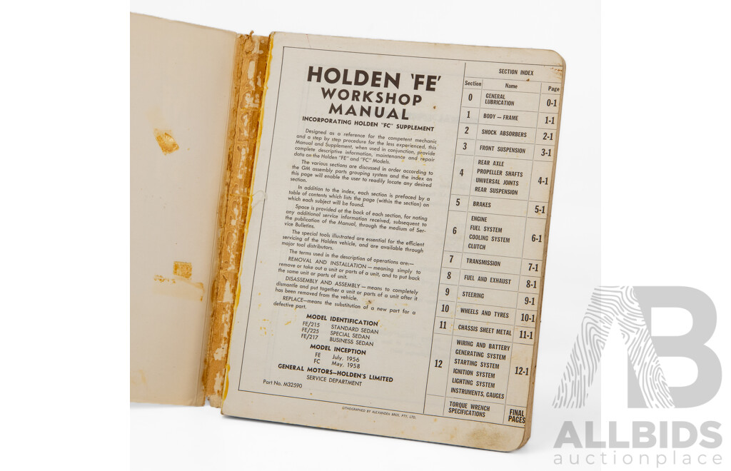 Vintage Holden 'FE and FC Series' Shop Manual