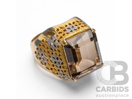 Vintage 14ct Yellow Gold & Smoky Quartz Ring - Size O