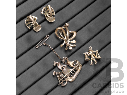 Vintage 925 Sterling Silver Marcasite Jewellery - Lot of 4