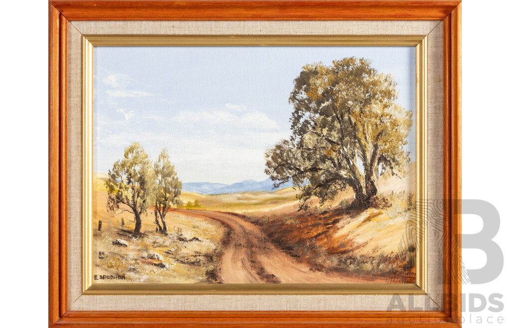 Peaceful Country, On Farm & Chickens Grazing, Trio of Original Vintage Australian Landscapes, Oil on Canvas Boards, 30H x 38W cm (frame largest) (3)