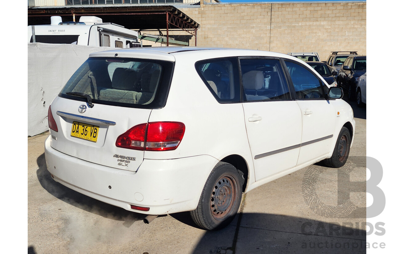 08/2002 Toyota Avensis Verso GLX ACM20R 4d Wagon White 2.0L