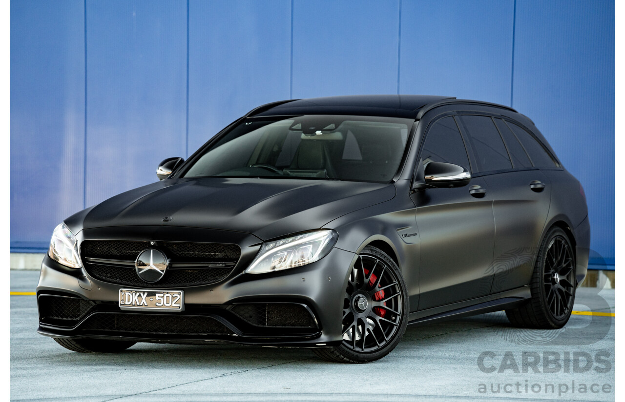 07/2015 Mercedes Benz C63 S AMG 205 4d Wagon Diamond White / Matte Black Wrap Twin Turbo V8 4.0L