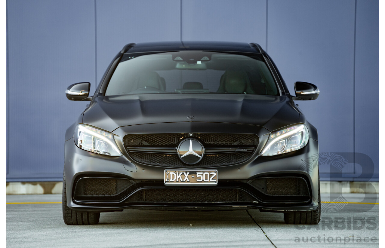 07/2015 Mercedes Benz C63 S AMG 205 4d Wagon Diamond White / Matte Black Wrap Twin Turbo V8 4.0L