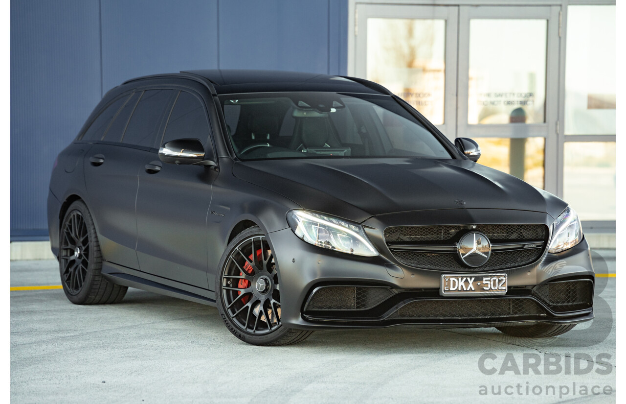 07/2015 Mercedes Benz C63 S AMG 205 4d Wagon Diamond White / Matte Black Wrap Twin Turbo V8 4.0L