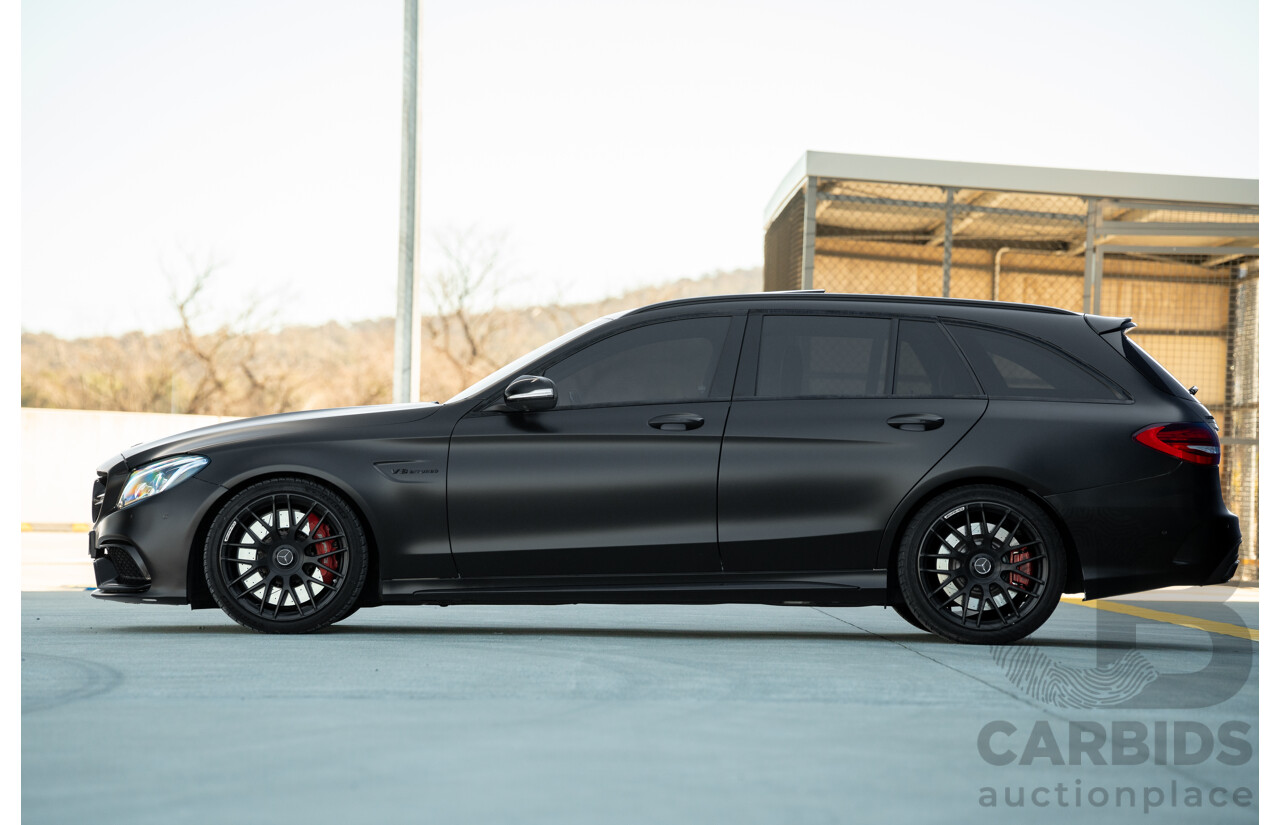 07/2015 Mercedes Benz C63 S AMG 205 4d Wagon Diamond White / Matte Black Wrap Twin Turbo V8 4.0L