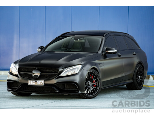07/2015 Mercedes Benz C63 S AMG 205 4d Wagon Diamond White / Matte Black Wrap Twin Turbo V8 4.0L