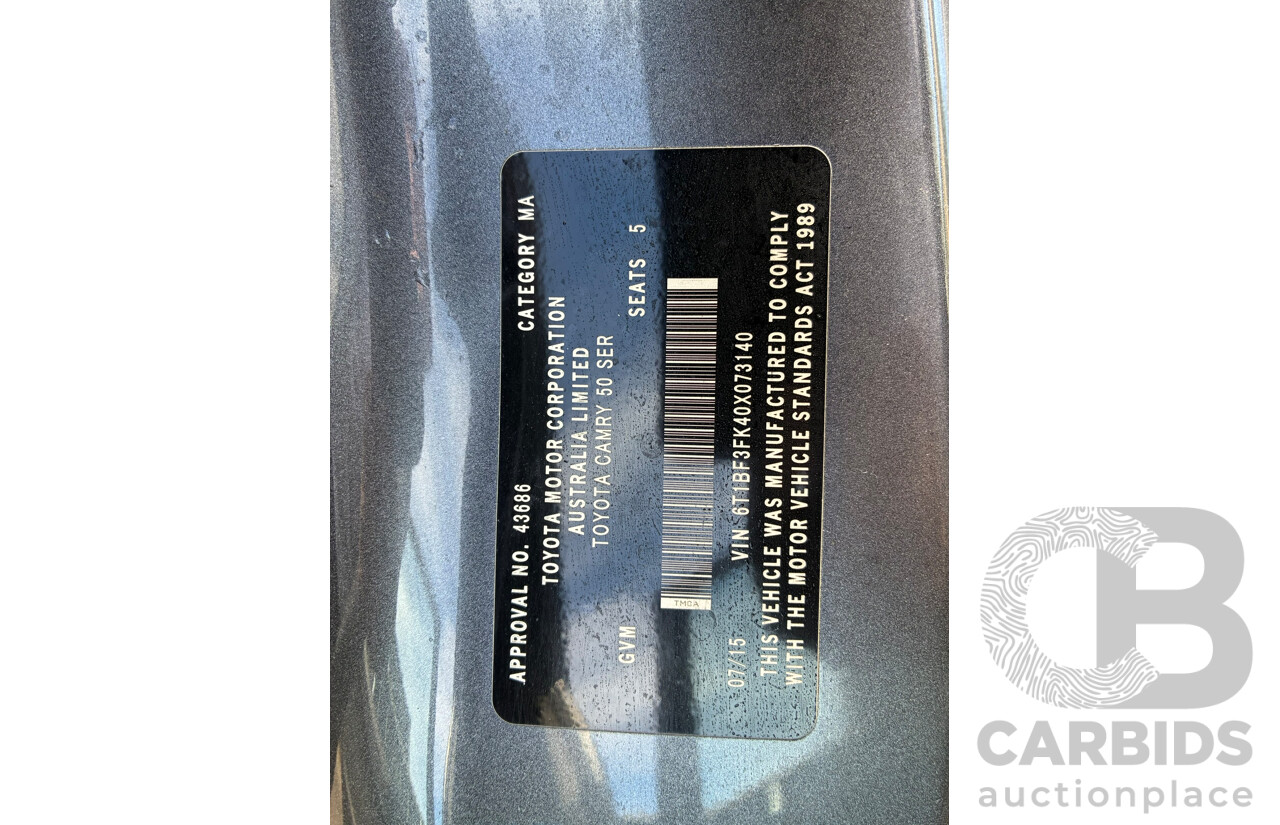 07/2015 Toyota Camry ALTISE FWD ASV50R 4D Sedan Grey 2.5L