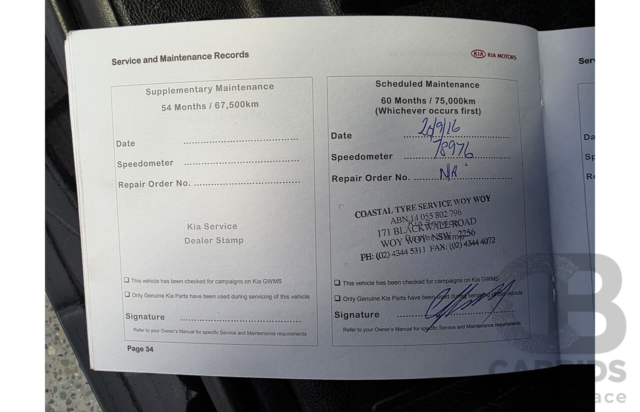 11/2013 Kia Rondo Si RP 4d Wagon Black 1.7L 7 Seats