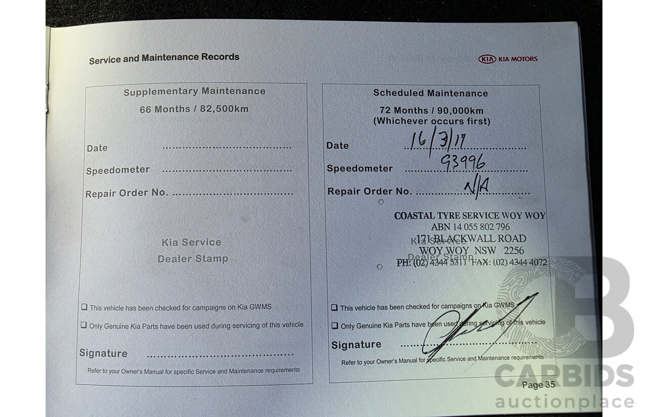 11/2013 Kia Rondo Si RP 4d Wagon Black 1.7L 7 Seats