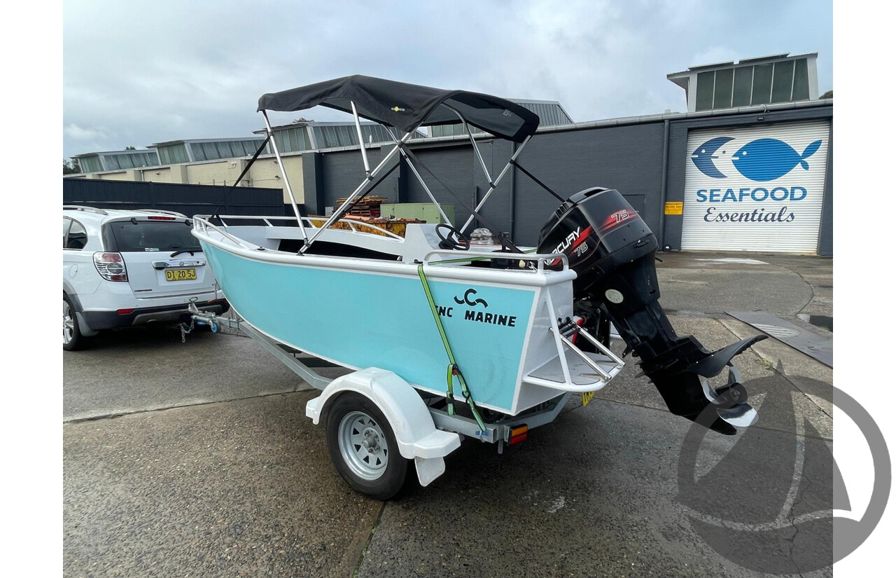 NO RESERVE - CNC Marine Custom Aluminium 4.8m Runabout Boat, 75hp Mercury