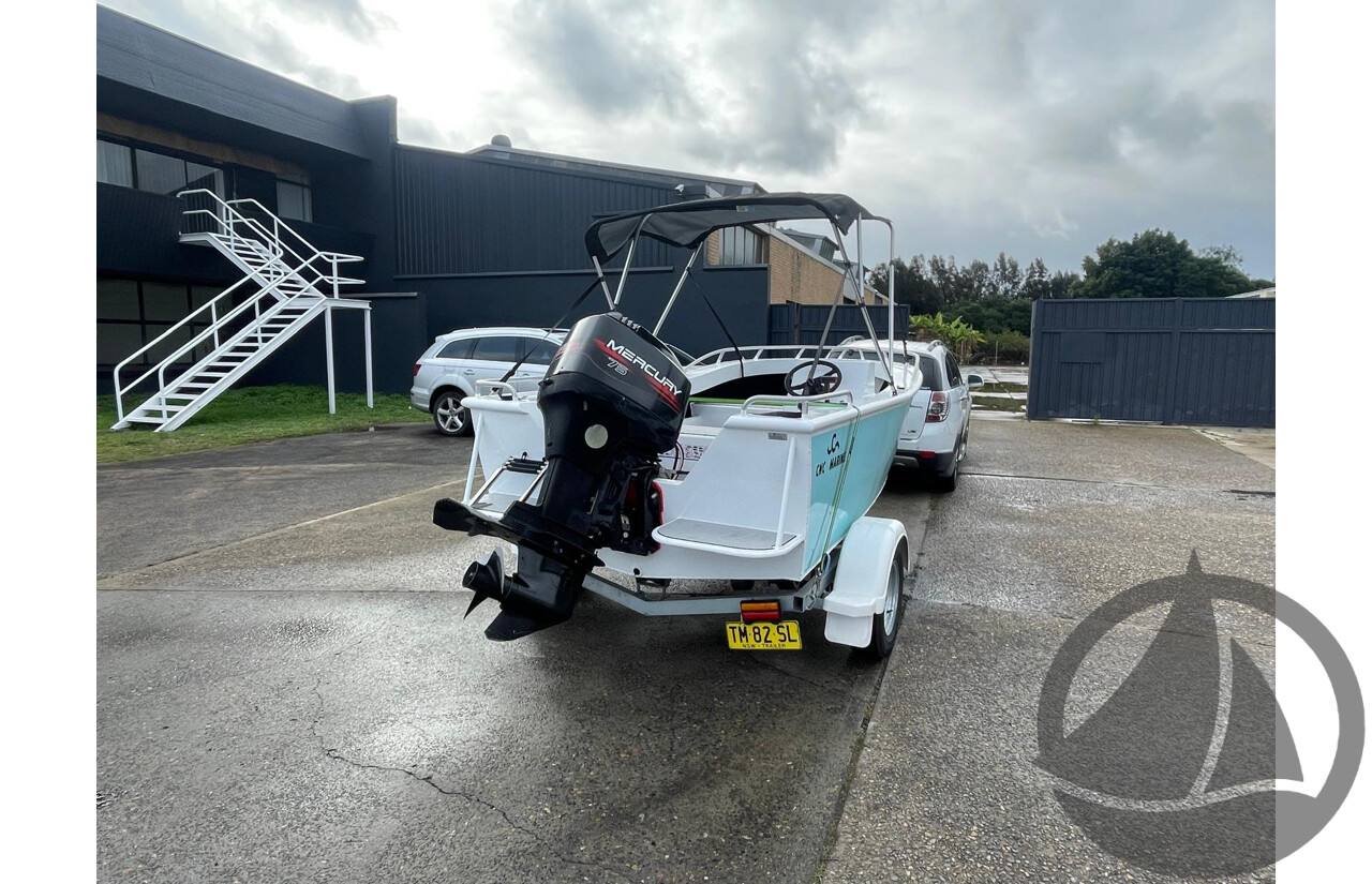 NO RESERVE - CNC Marine Custom Aluminium 4.8m Runabout Boat, 75hp Mercury