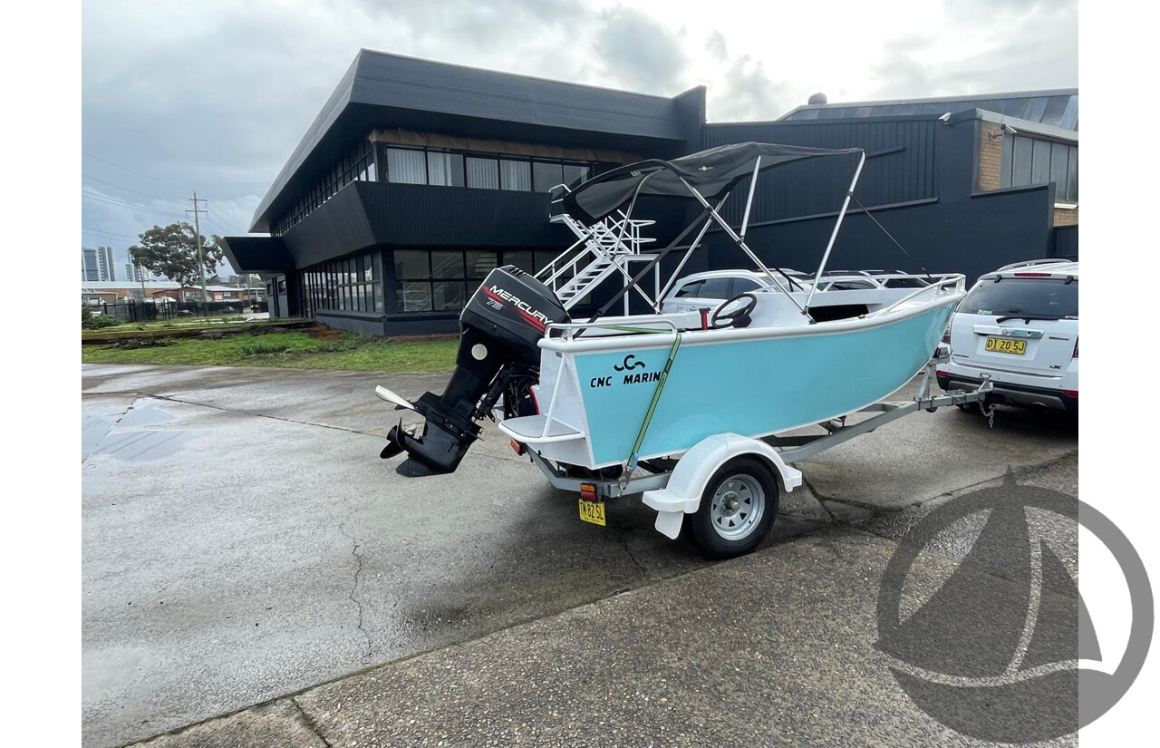 NO RESERVE - CNC Marine Custom Aluminium 4.8m Runabout Boat, 75hp Mercury