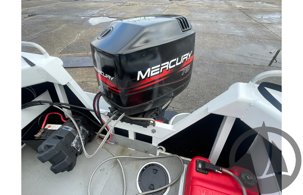 NO RESERVE - CNC Marine Custom Aluminium 4.8m Runabout Boat, 75hp Mercury