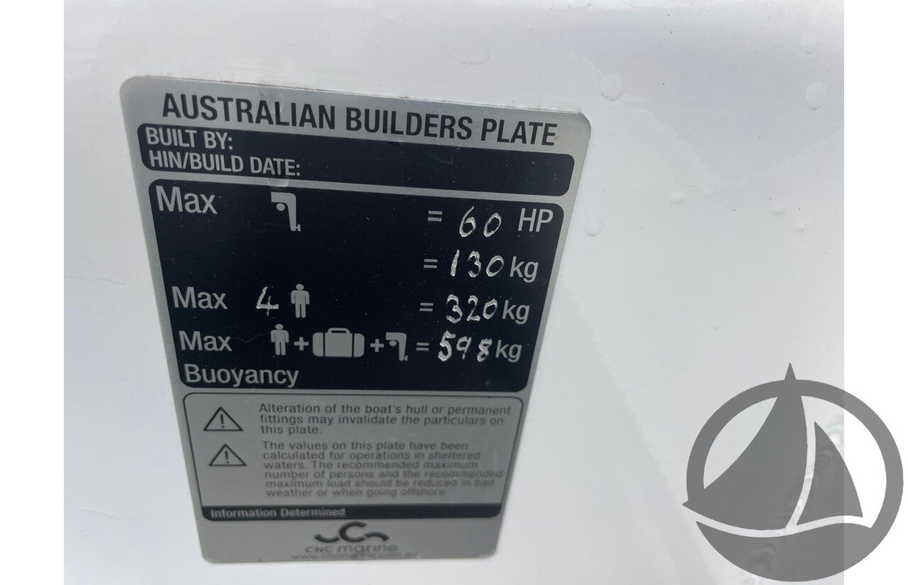NO RESERVE - CNC Marine Custom Aluminium 4.8m Runabout Boat, 75hp Mercury