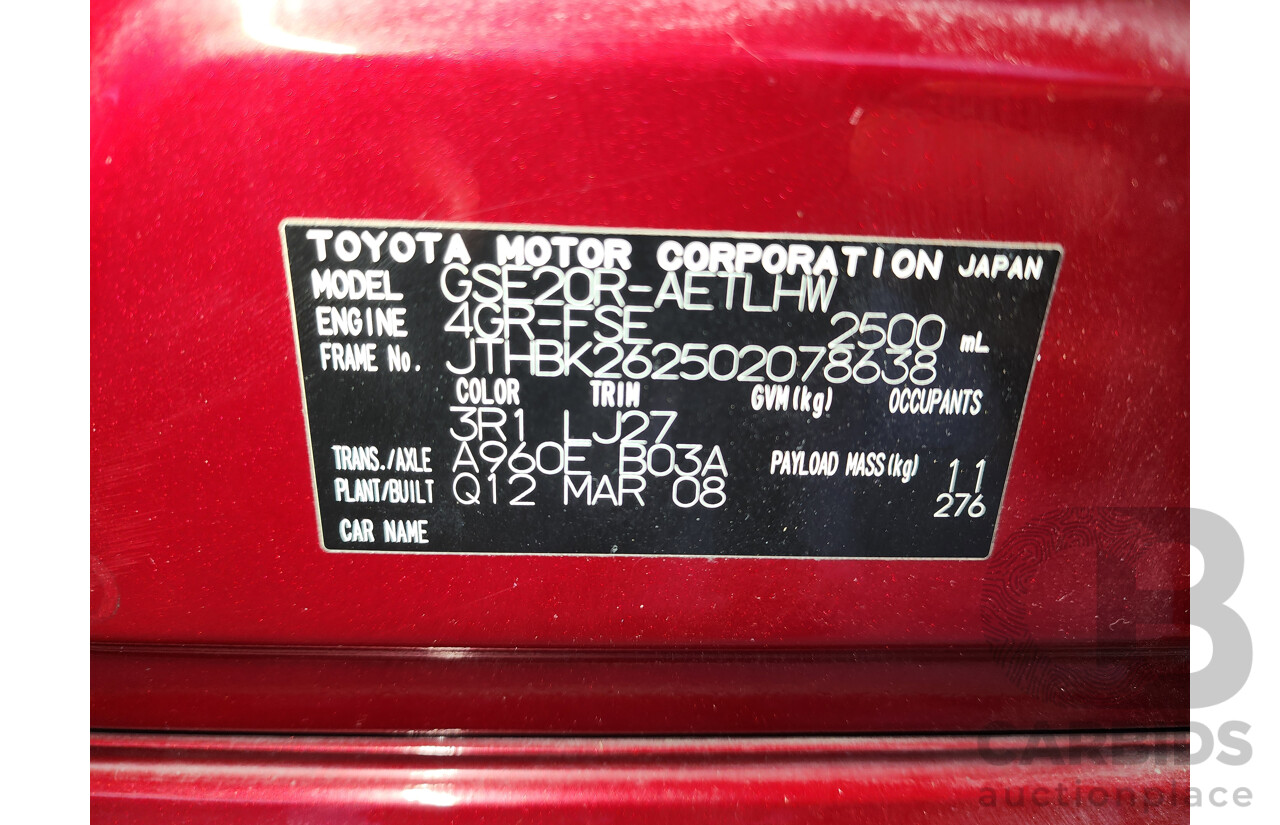 04/2008 Lexus Is250 Prestige GSE20R 4d Sedan Marron 2.5L
