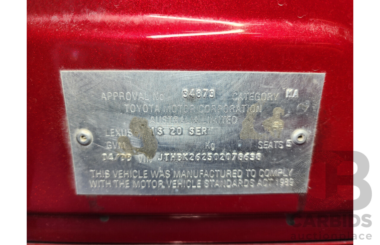 04/2008 Lexus Is250 Prestige GSE20R 4d Sedan Marron 2.5L