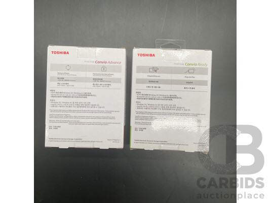 TOSHIBA Canvio Ready 1TB Portable Hard Drive (Black) and TOSHIBA Canvio Advance 1TB Portable Hard Drive (Red) - Lot of 2