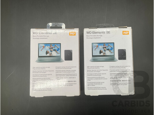 WD Elements SE 1TB Portable Hard Drive (Black) - Lot of 2