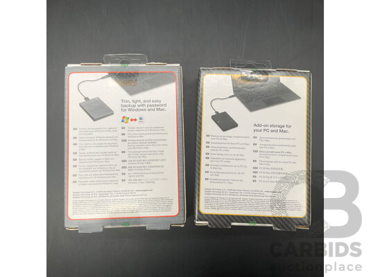 SEAGATE One Touch 1TB and SEAGATE Expansion 2TB Portable Hard Drive - Lot of 2