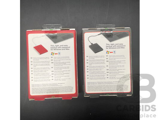 SEAGATE One Touch 1TB (Red) and 2TB (Black) Portable Hard Drive - Lot of 2