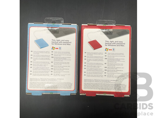 SEAGATE One Touch 1TB (Red) and 2TB (Blue) Portable Hard Drive - Lot of 2