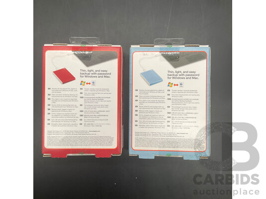 SEAGATE One Touch 2TB (Red) and 1TB (Blue) Portable Hard Drive - Lot of 2