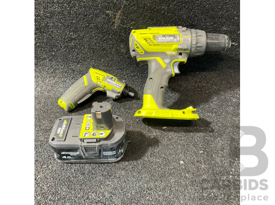 RYOBI 18V One+ (R18DD3-0) Compact Drill Driver, RYOBI (R4SDC) 4v LITHIUM -iON Screwdriver Including 4.0Ah Battery