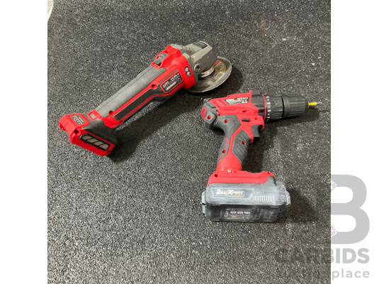 OZITO PXC 18V (PXBVAGS-125) Brushless Angle Grinder, WORKZONE TITANIUM+ (TI60102) Cordless Drill Including 2.0Ah Battery
