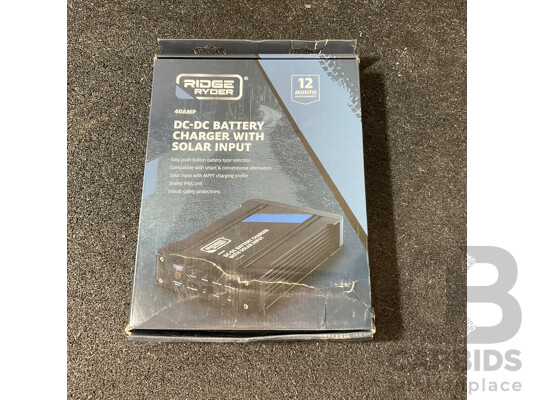 RIDGE RYDER 40 Amp DC-DC Battery Charger (Solar Capable), DREMEL 8220 Rotary Tool Including Items