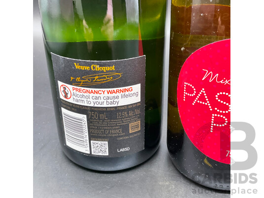 Veuve Clicquot Brut Champagne 750ml, PASSION POP Mixed Berry Sparkling Wine 750ml - Lot of 2